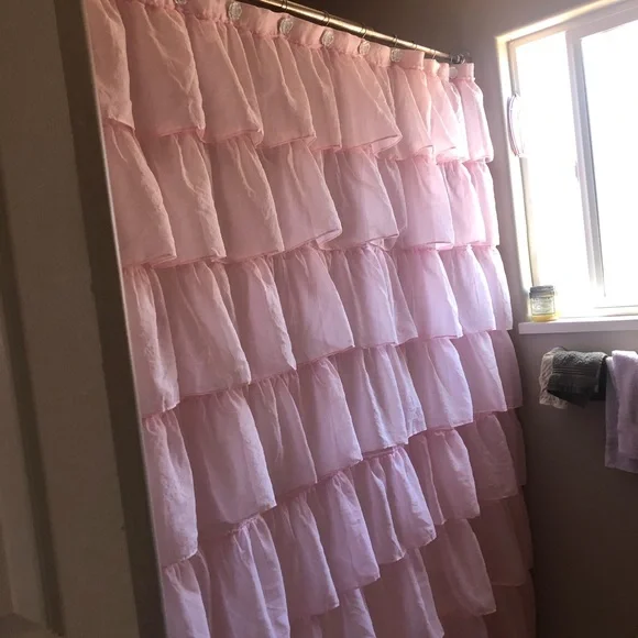 Pink Ruffle Shower Curtain
